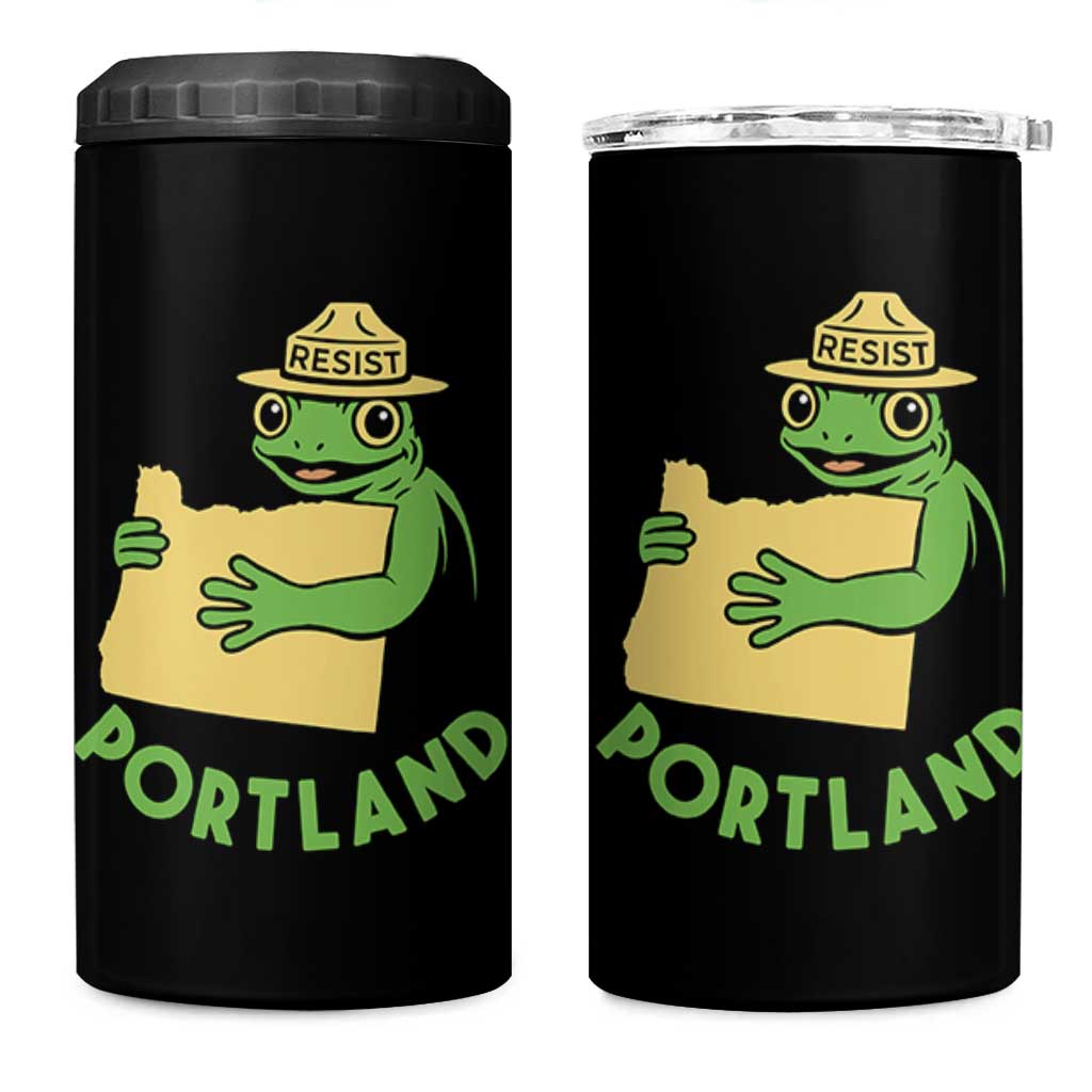Portland Frog Resist 4 in 1 Can Cooler Tumbler Oregon Map Vintage Graphic - Wonder Print Shop