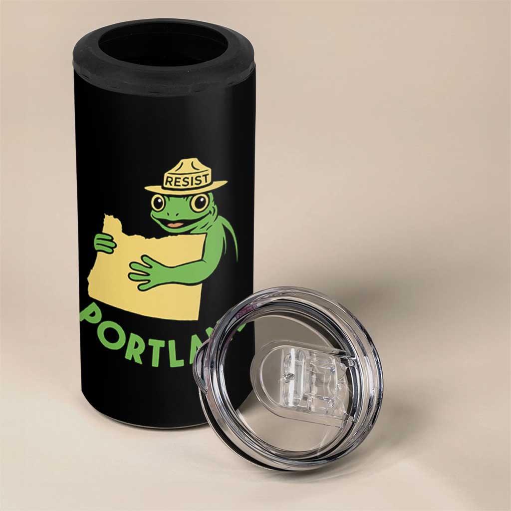 Portland Frog Resist 4 in 1 Can Cooler Tumbler Oregon Map Vintage Graphic - Wonder Print Shop