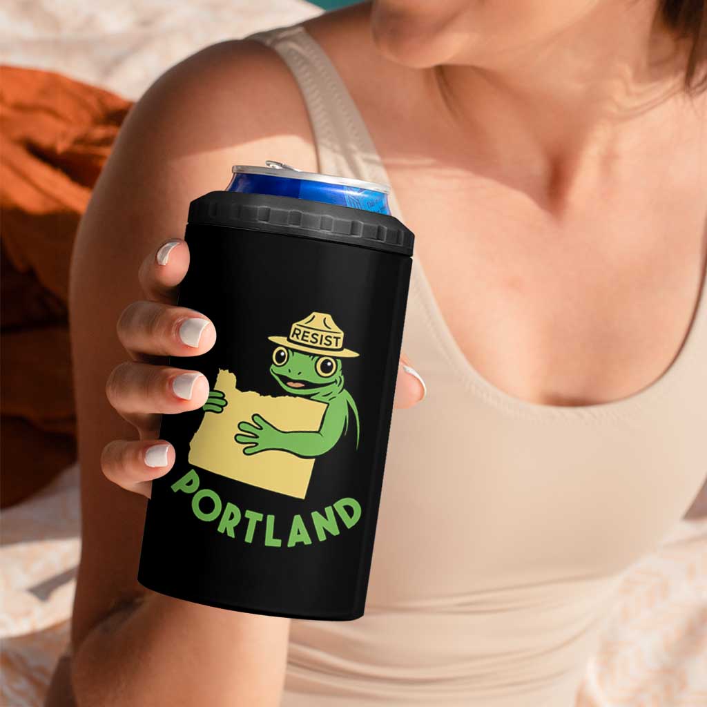 Portland Frog Resist 4 in 1 Can Cooler Tumbler Oregon Map Vintage Graphic - Wonder Print Shop