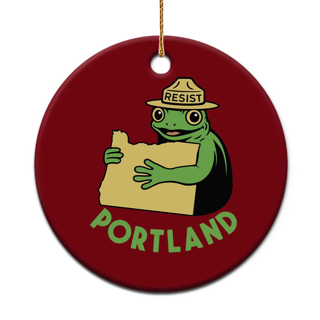 Portland Frog Resist Ceramic Ornament Oregon Map Vintage Graphic - Wonder Print Shop