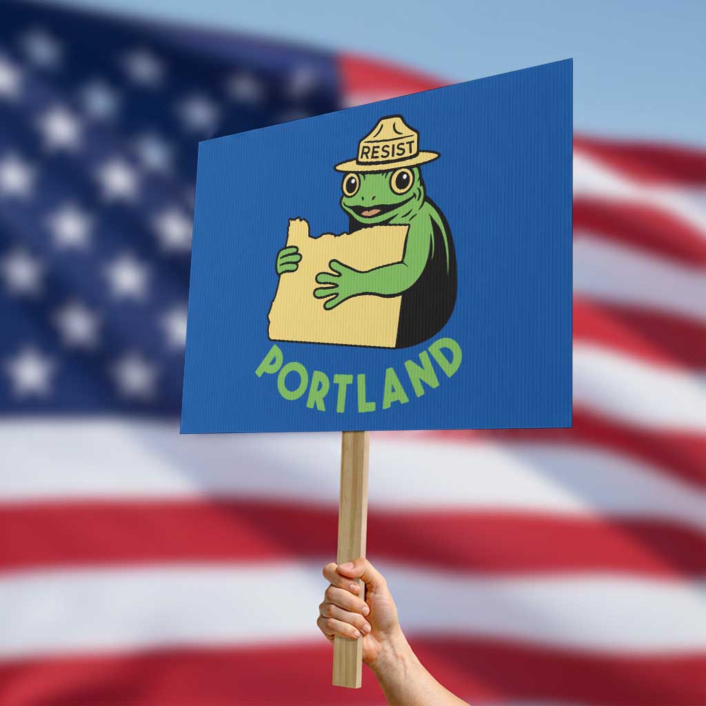 Portland Frog Resist Protest Sign Oregon Map Vintage Graphic - Wonder Print Shop