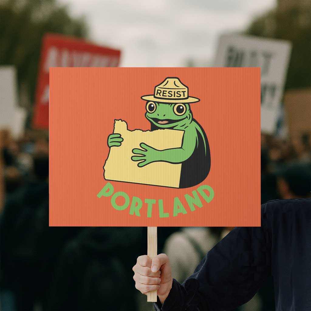 Portland Frog Resist Protest Sign Oregon Map Vintage Graphic - Wonder Print Shop