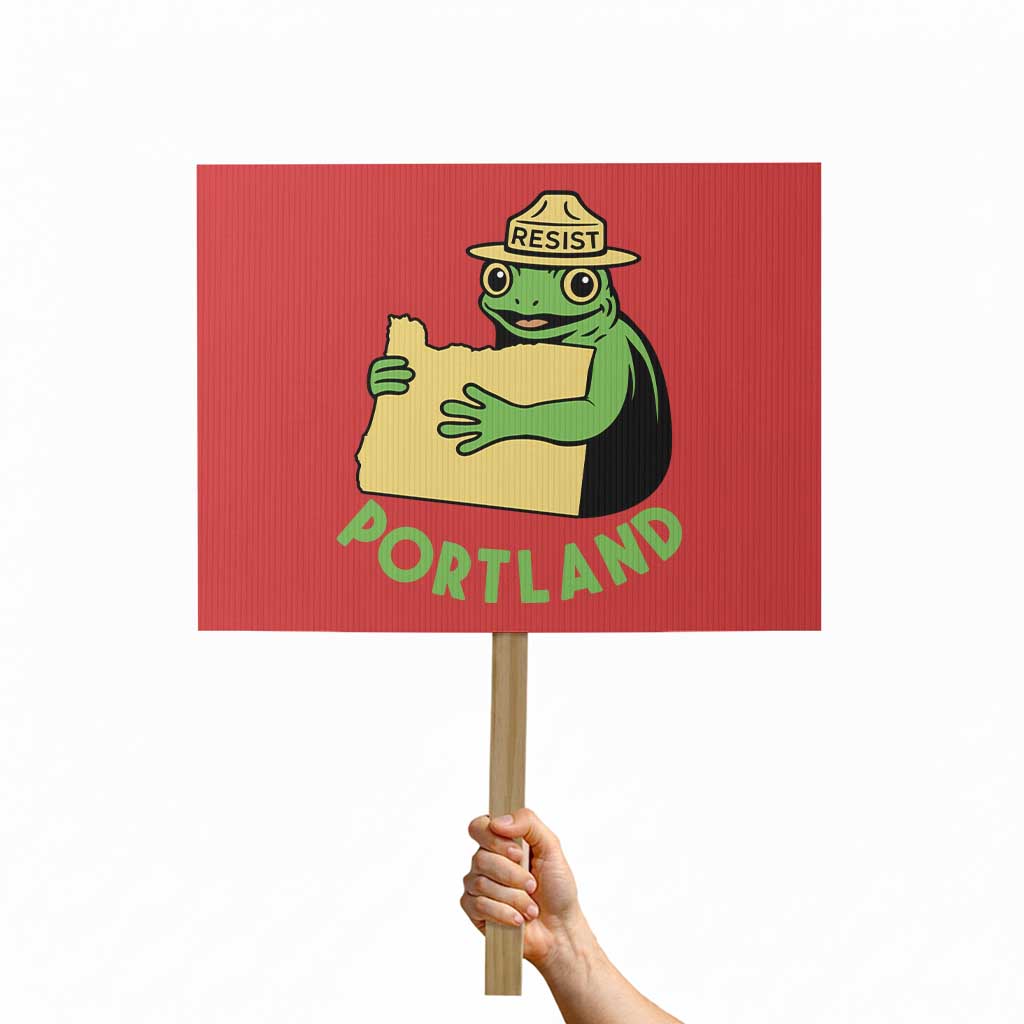 Portland Frog Resist Protest Sign Oregon Map Vintage Graphic - Wonder Print Shop