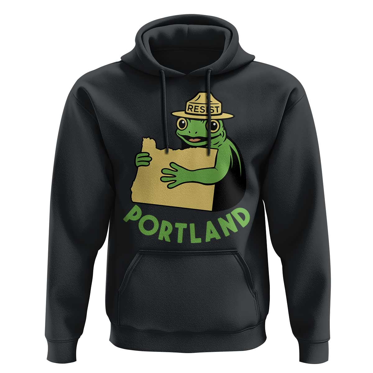 Portland Frog Resist Hoodie Oregon Map Vintage Graphic - Wonder Print Shop