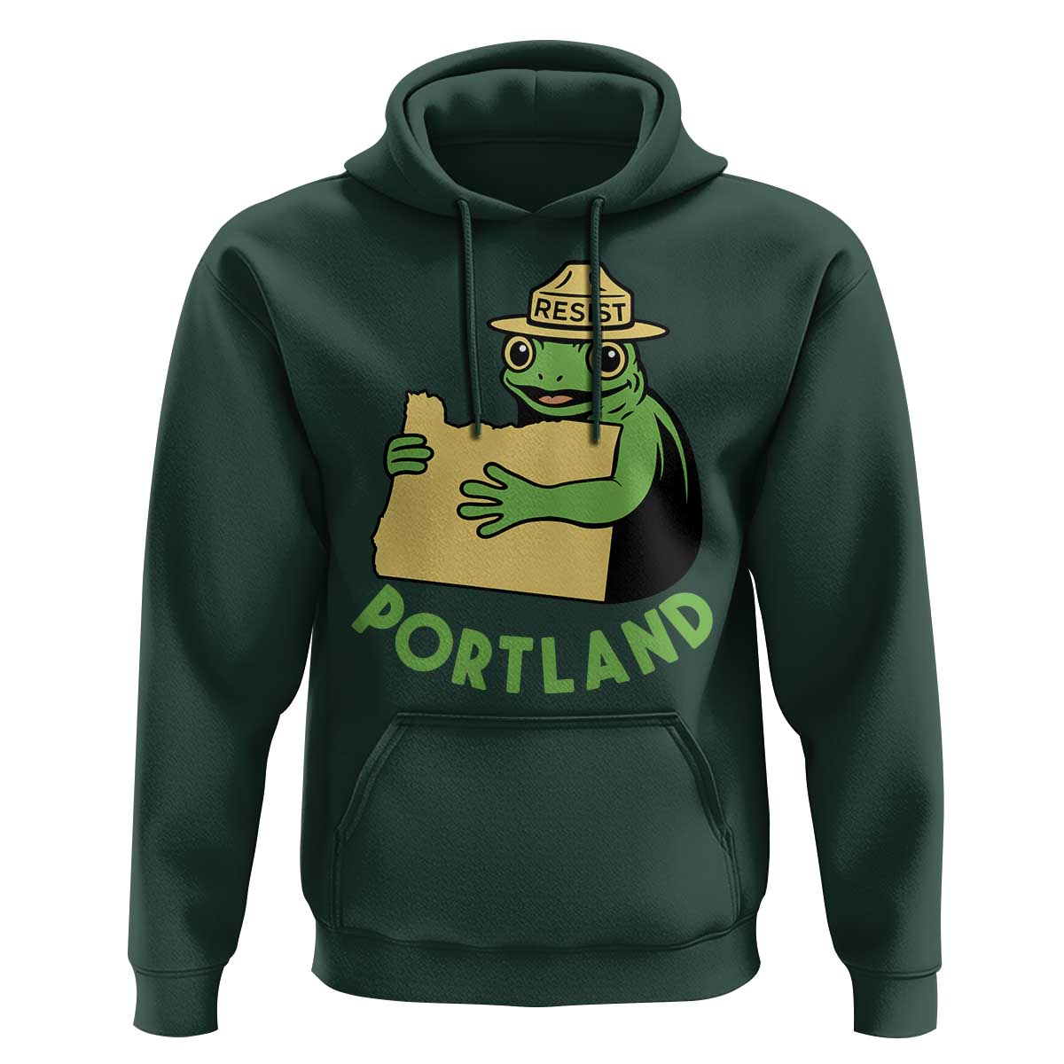 Portland Frog Resist Hoodie Oregon Map Vintage Graphic - Wonder Print Shop