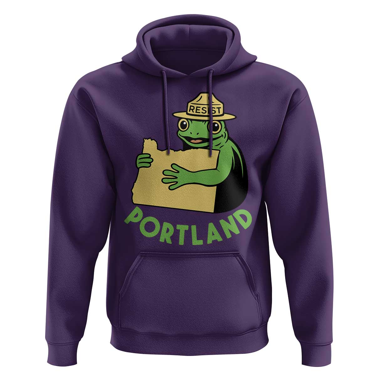 Portland Frog Resist Hoodie Oregon Map Vintage Graphic - Wonder Print Shop