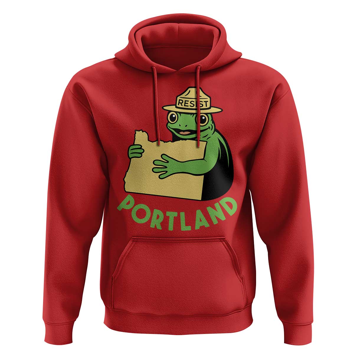 Portland Frog Resist Hoodie Oregon Map Vintage Graphic - Wonder Print Shop