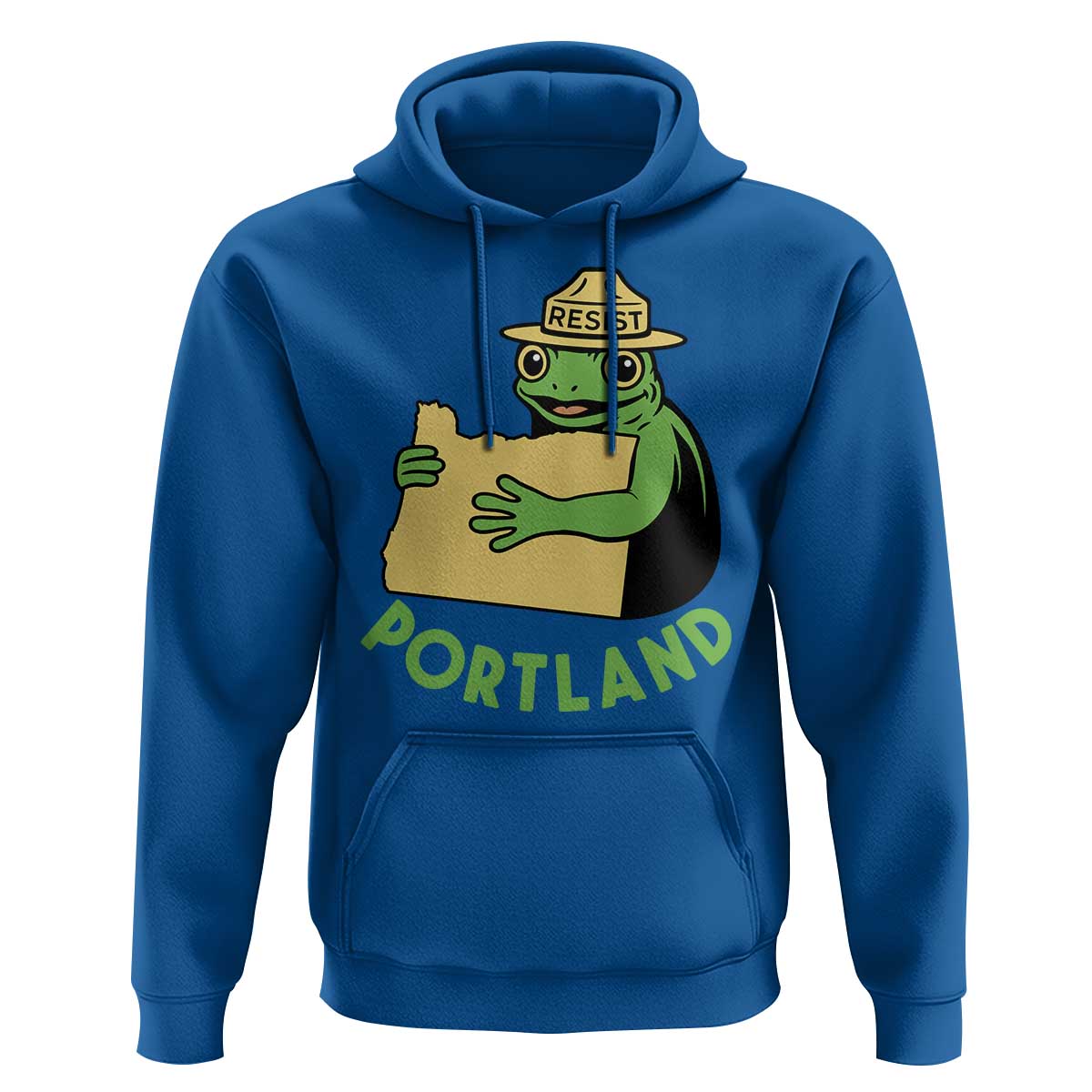Portland Frog Resist Hoodie Oregon Map Vintage Graphic - Wonder Print Shop