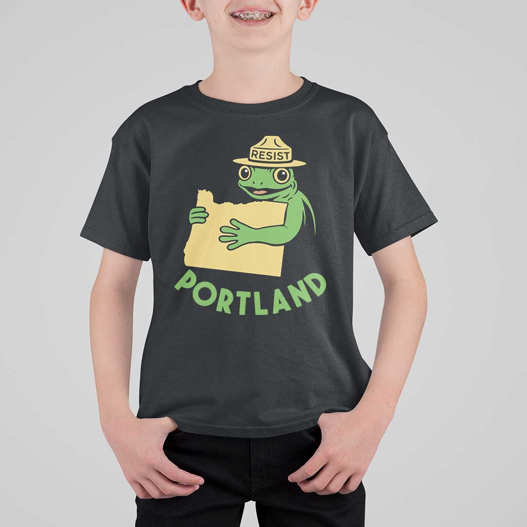 Portland Frog Resist T Shirt For Kid Oregon Map Vintage Graphic - Wonder Print Shop