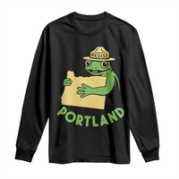 Portland Frog Resist Long Sleeve Shirt Oregon Map Vintage Graphic - Wonder Print Shop