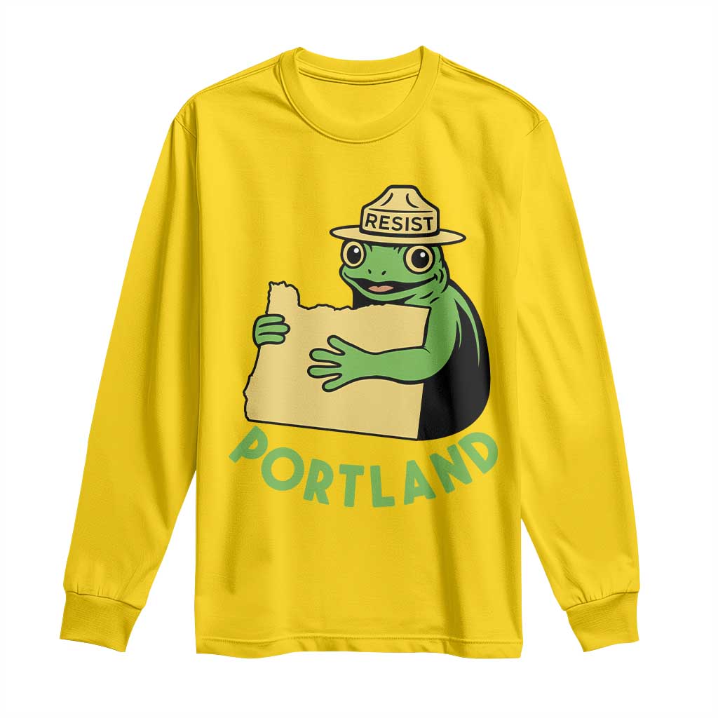 Portland Frog Resist Long Sleeve Shirt Oregon Map Vintage Graphic - Wonder Print Shop