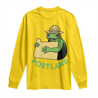 Portland Frog Resist Long Sleeve Shirt Oregon Map Vintage Graphic - Wonder Print Shop