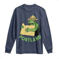 Portland Frog Resist Long Sleeve Shirt Oregon Map Vintage Graphic - Wonder Print Shop