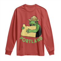 Portland Frog Resist Long Sleeve Shirt Oregon Map Vintage Graphic - Wonder Print Shop