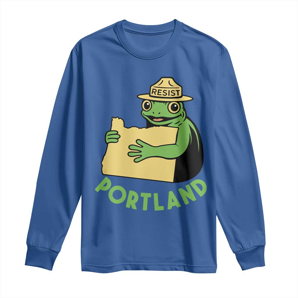 Portland Frog Resist Long Sleeve Shirt Oregon Map Vintage Graphic - Wonder Print Shop