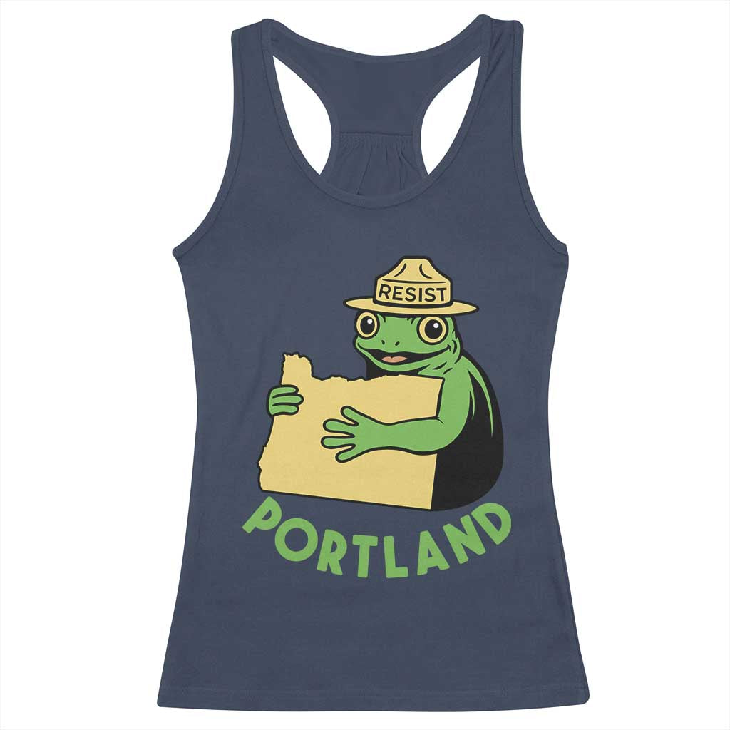 Portland Frog Resist Racerback Tank Top Oregon Map Vintage Graphic - Wonder Print Shop