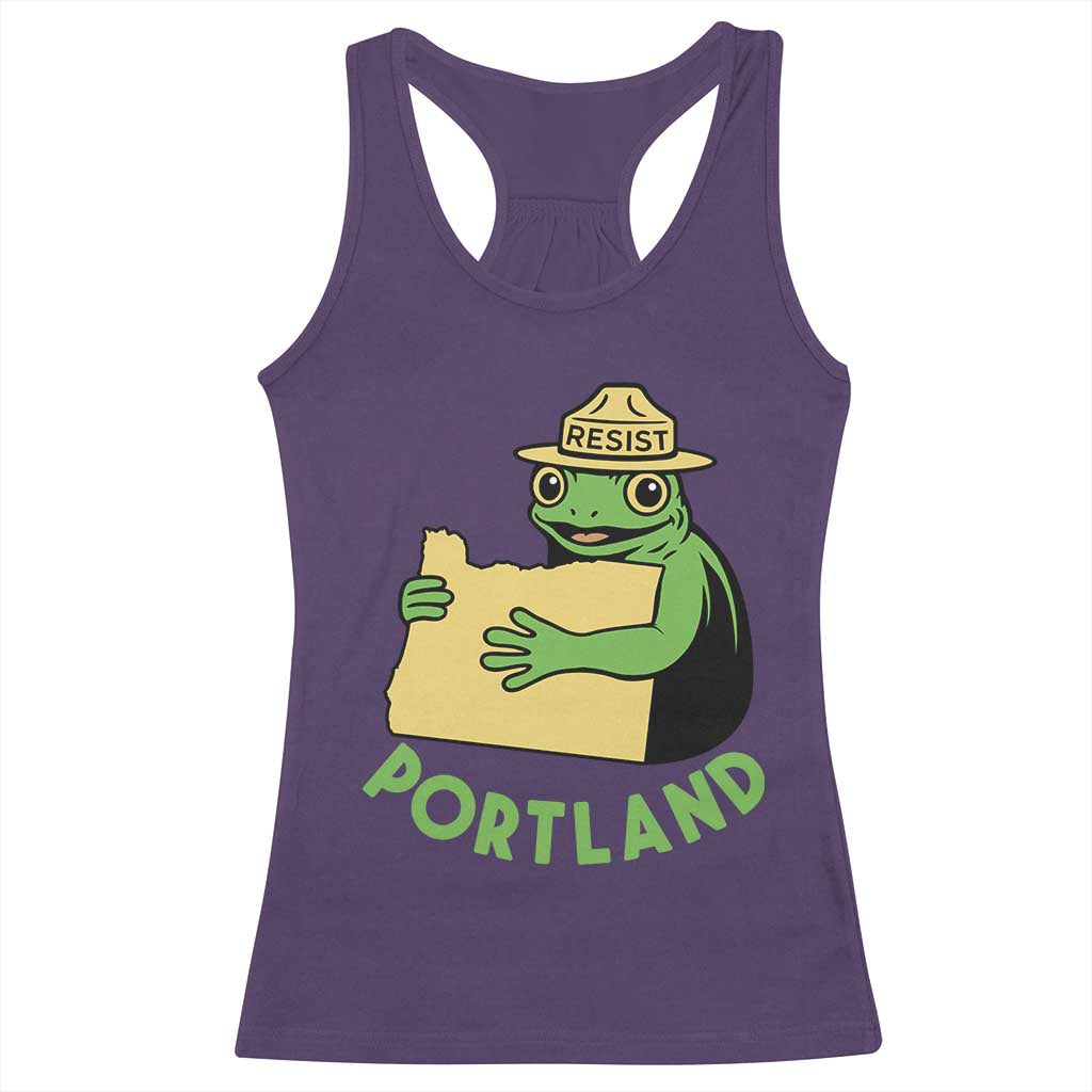 Portland Frog Resist Racerback Tank Top Oregon Map Vintage Graphic - Wonder Print Shop