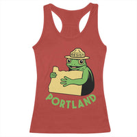 Portland Frog Resist Racerback Tank Top Oregon Map Vintage Graphic - Wonder Print Shop