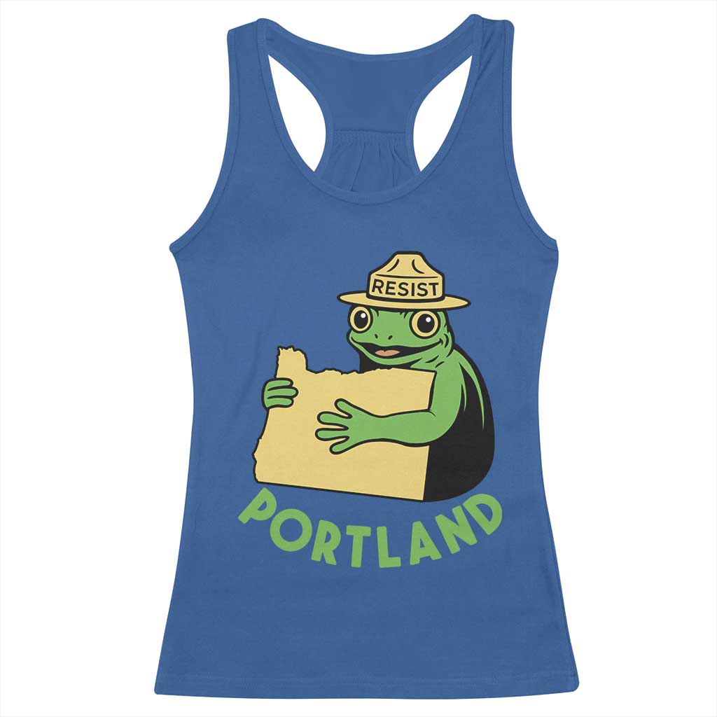 Portland Frog Resist Racerback Tank Top Oregon Map Vintage Graphic - Wonder Print Shop