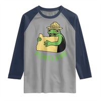 Portland Frog Resist Raglan Shirt Oregon Map Vintage Graphic - Wonder Print Shop