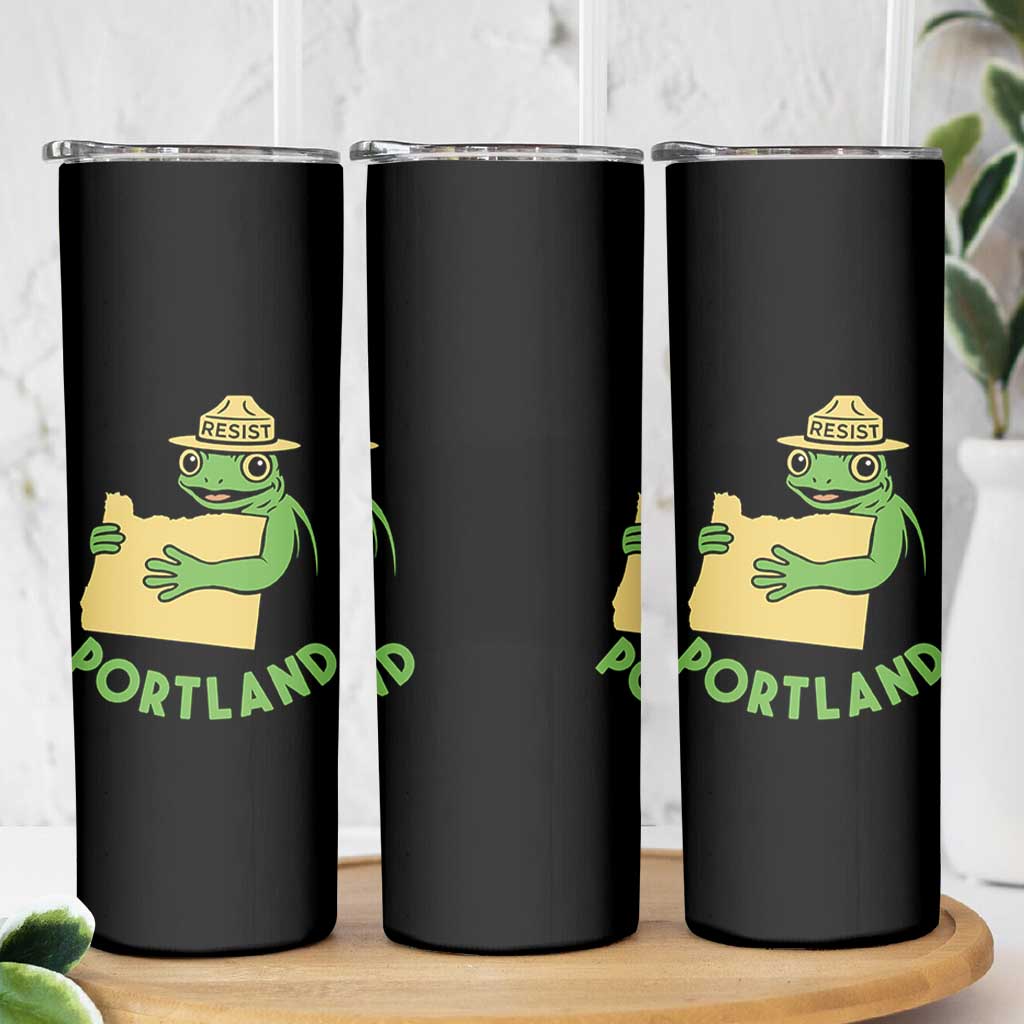 Portland Frog Resist Skinny Tumbler Oregon Map Vintage Graphic - Wonder Print Shop