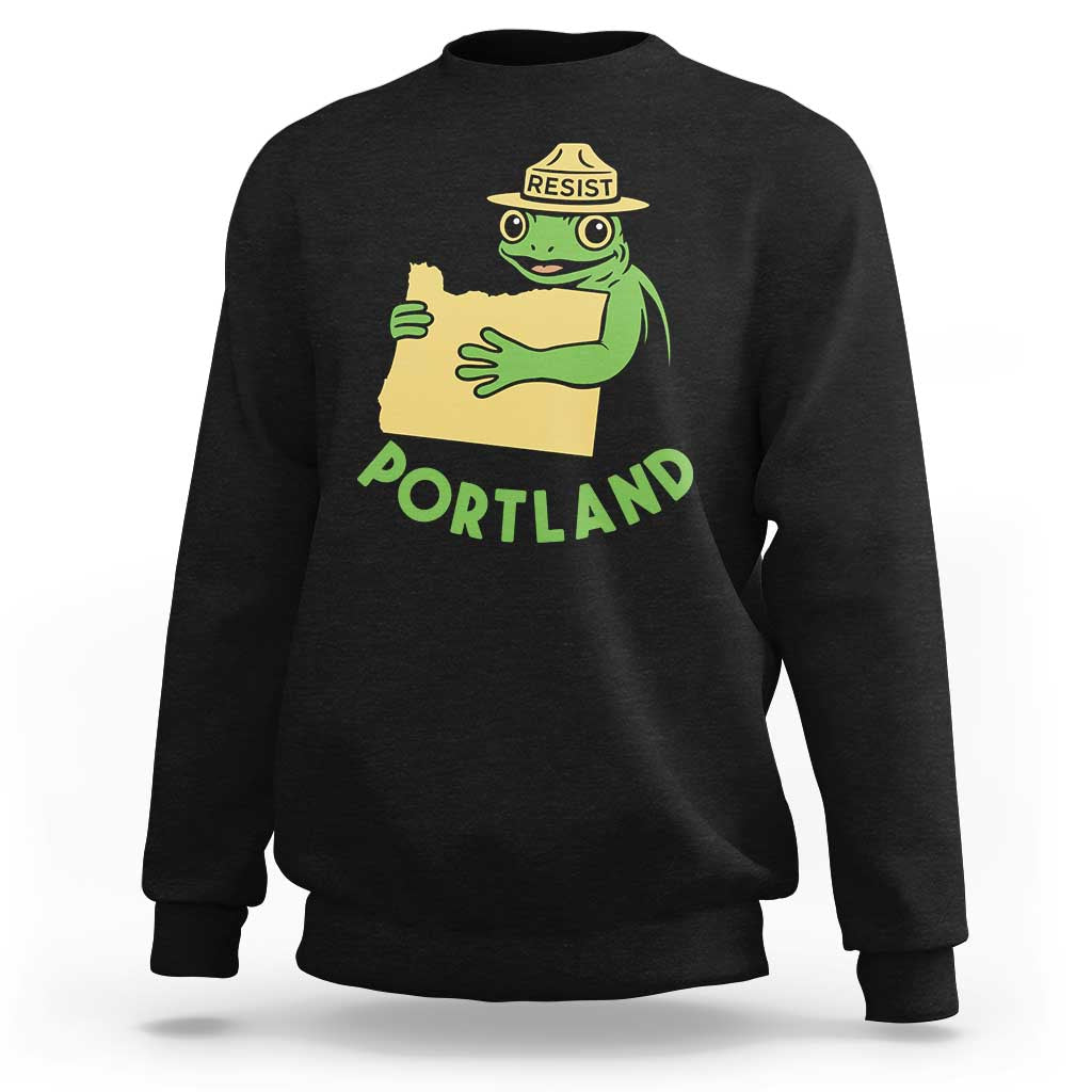 Portland Frog Resist Sweatshirt Oregon Map Vintage Graphic - Wonder Print Shop