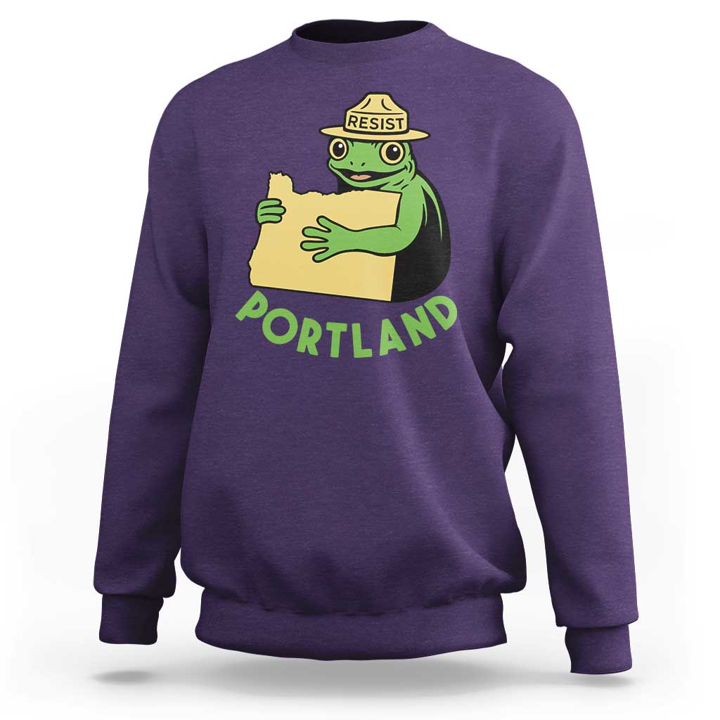 Portland Frog Resist Sweatshirt Oregon Map Vintage Graphic - Wonder Print Shop