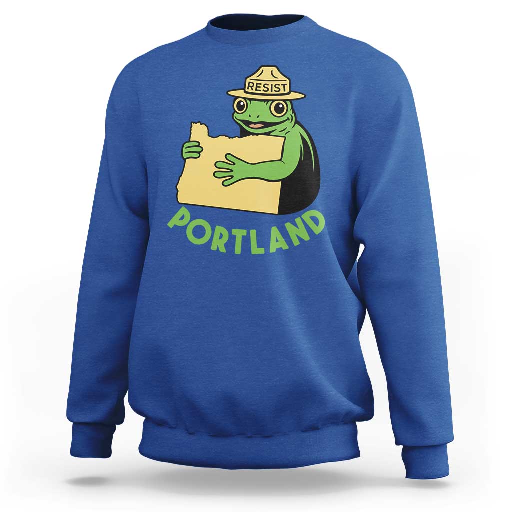 Portland Frog Resist Sweatshirt Oregon Map Vintage Graphic - Wonder Print Shop