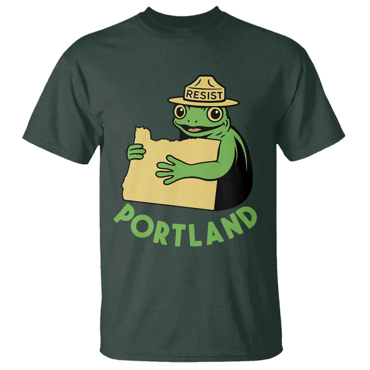 Portland Frog Resist T Shirt Oregon Map Vintage Graphic - Wonder Print Shop