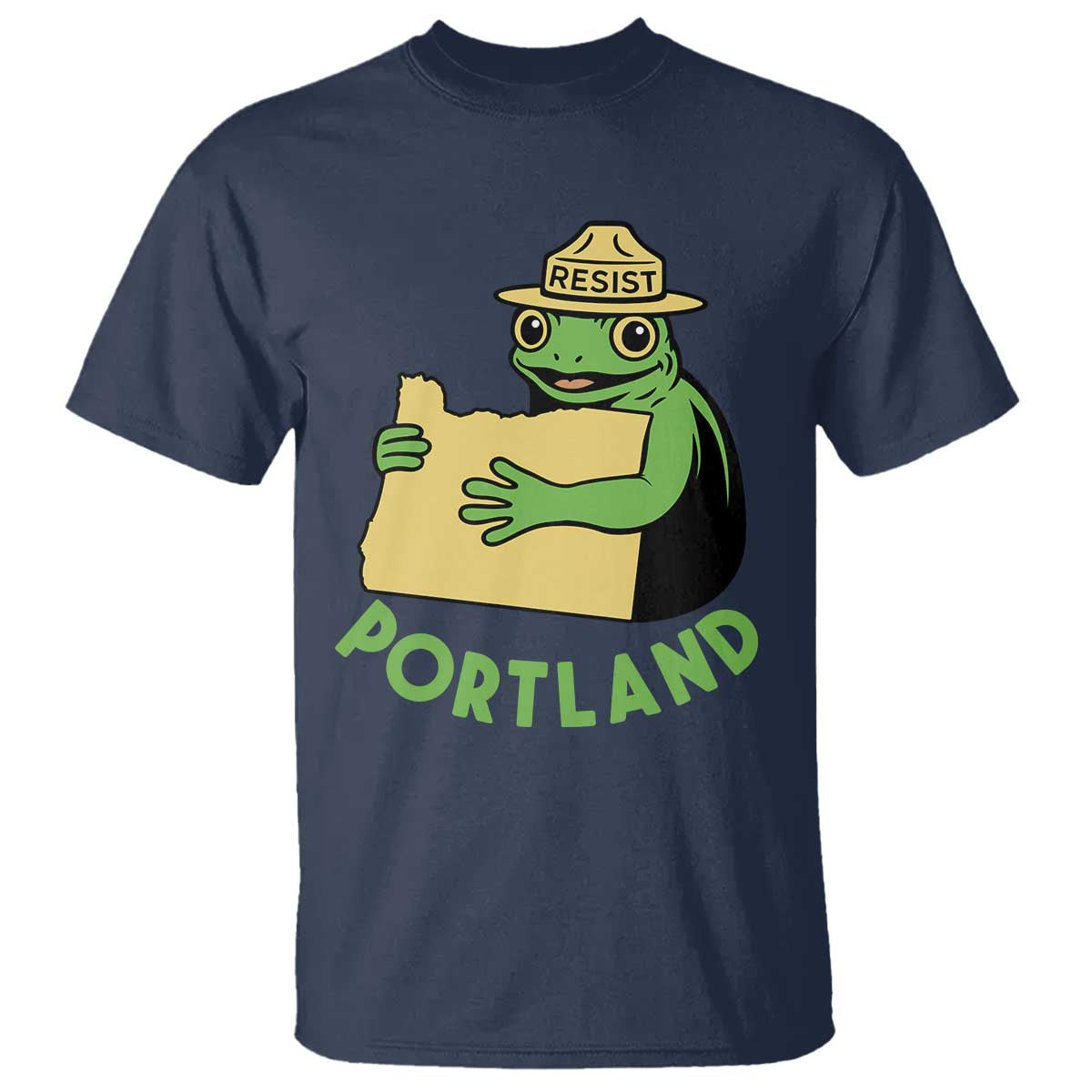 Portland Frog Resist T Shirt Oregon Map Vintage Graphic - Wonder Print Shop