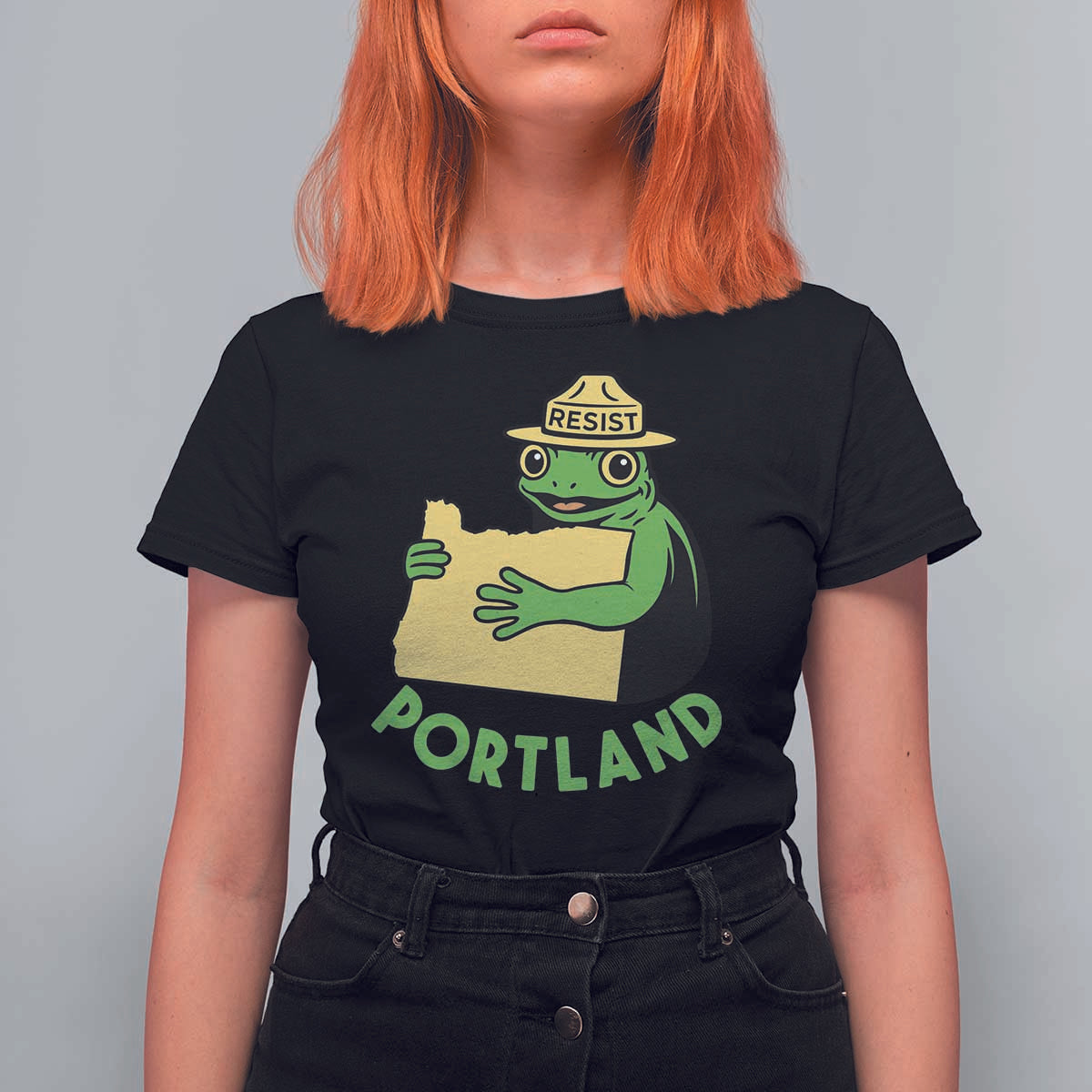 Portland Frog Resist T Shirt For Women Oregon Map Vintage Graphic - Wonder Print Shop