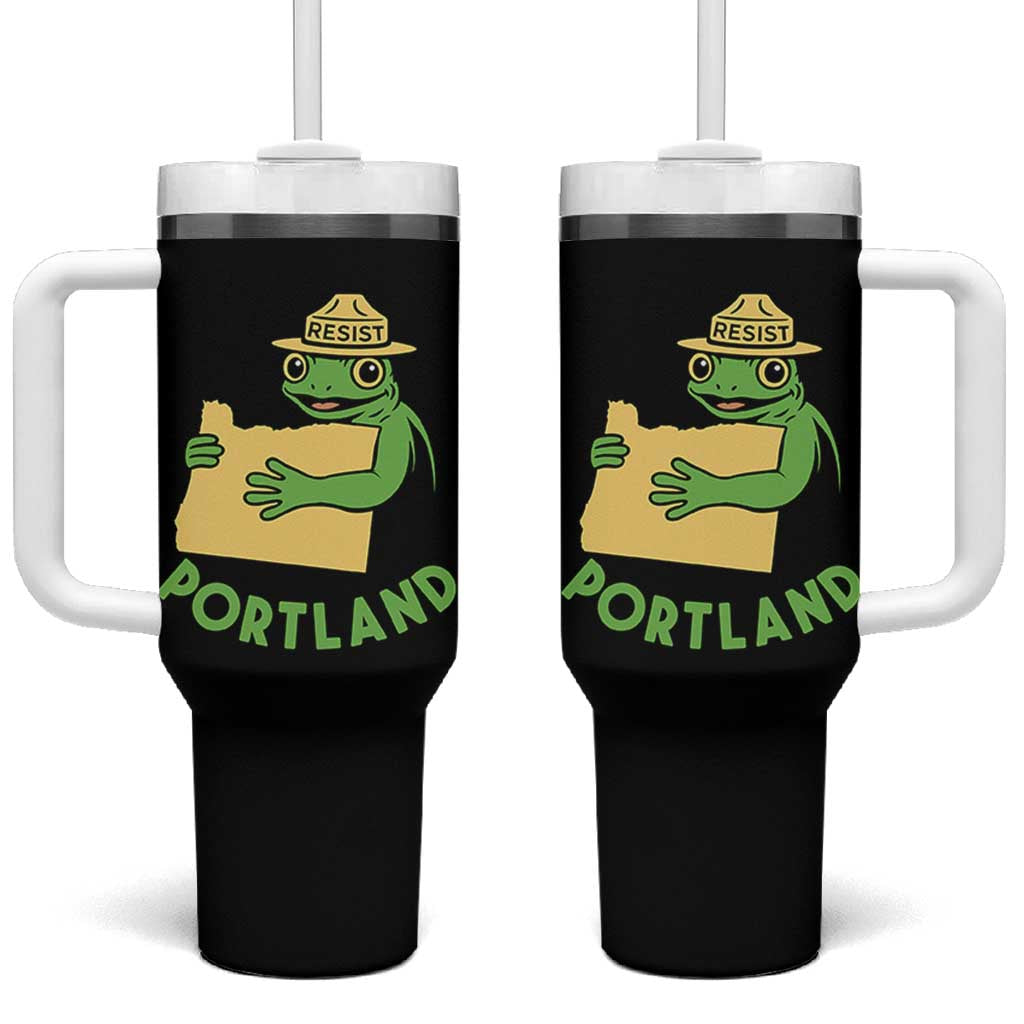 Portland Frog Resist Tumbler With Handle Oregon Map Vintage Graphic - Wonder Print Shop