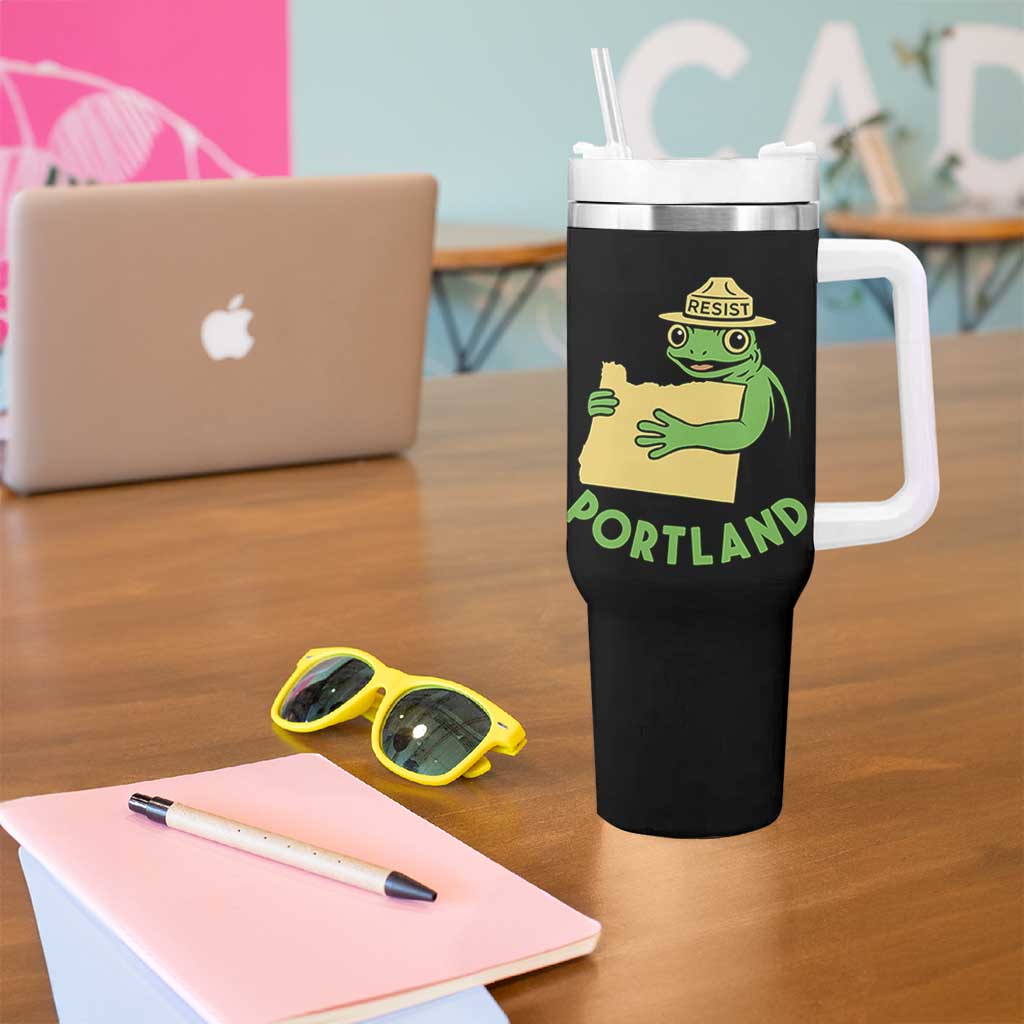 Portland Frog Resist Tumbler With Handle Oregon Map Vintage Graphic - Wonder Print Shop