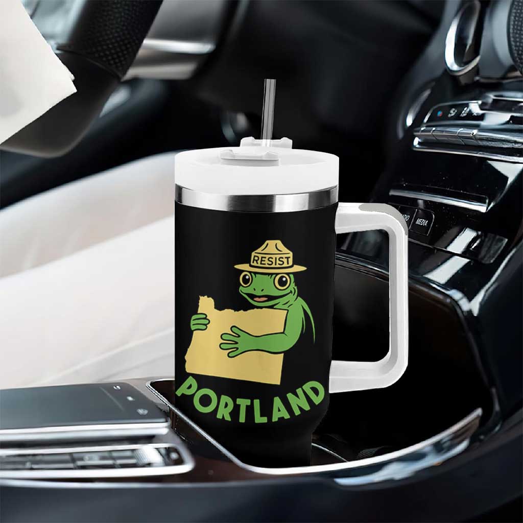 Portland Frog Resist Tumbler With Handle Oregon Map Vintage Graphic - Wonder Print Shop