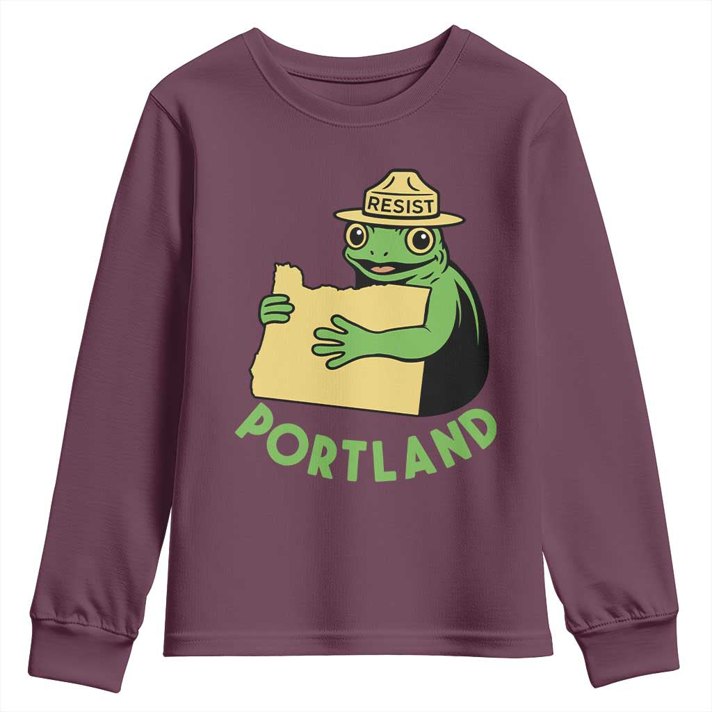 Portland Frog Resist Youth Sweatshirt Oregon Map Vintage Graphic - Wonder Print Shop