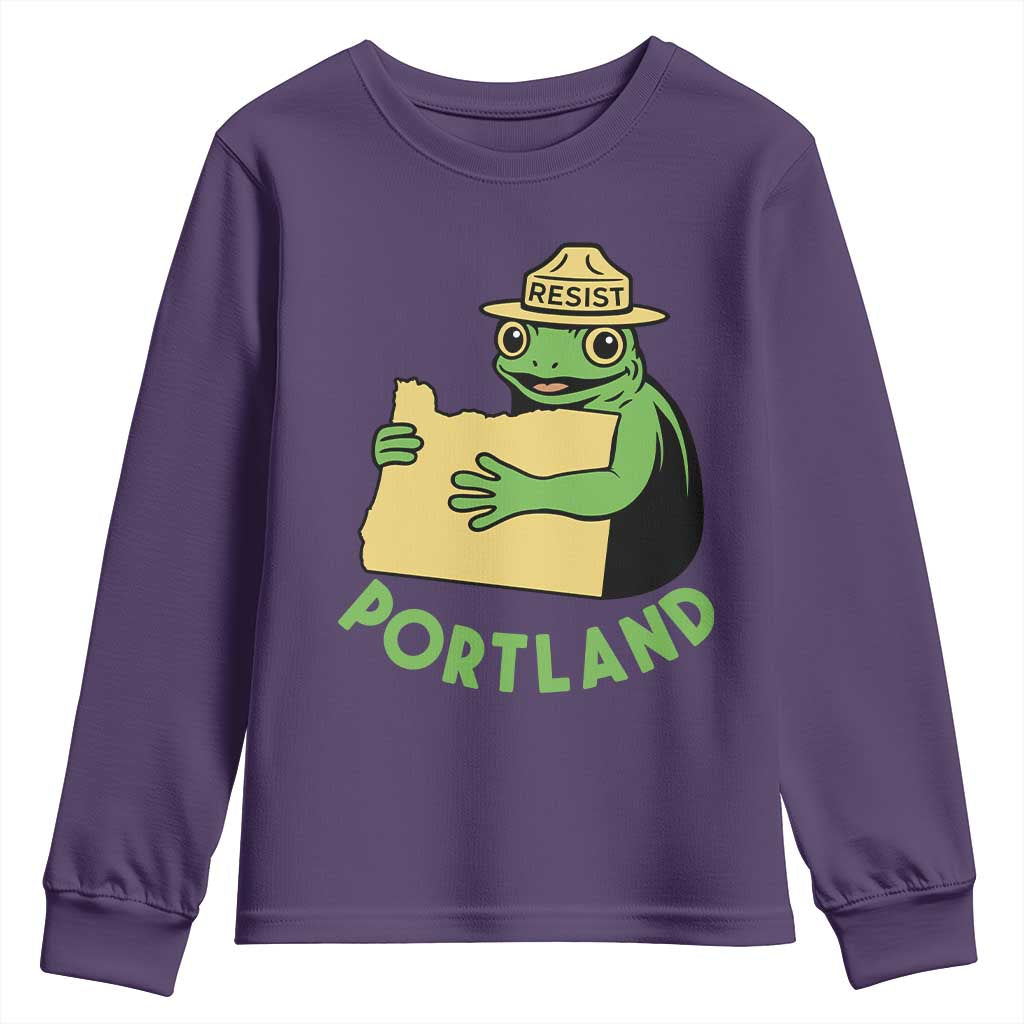 Portland Frog Resist Youth Sweatshirt Oregon Map Vintage Graphic - Wonder Print Shop