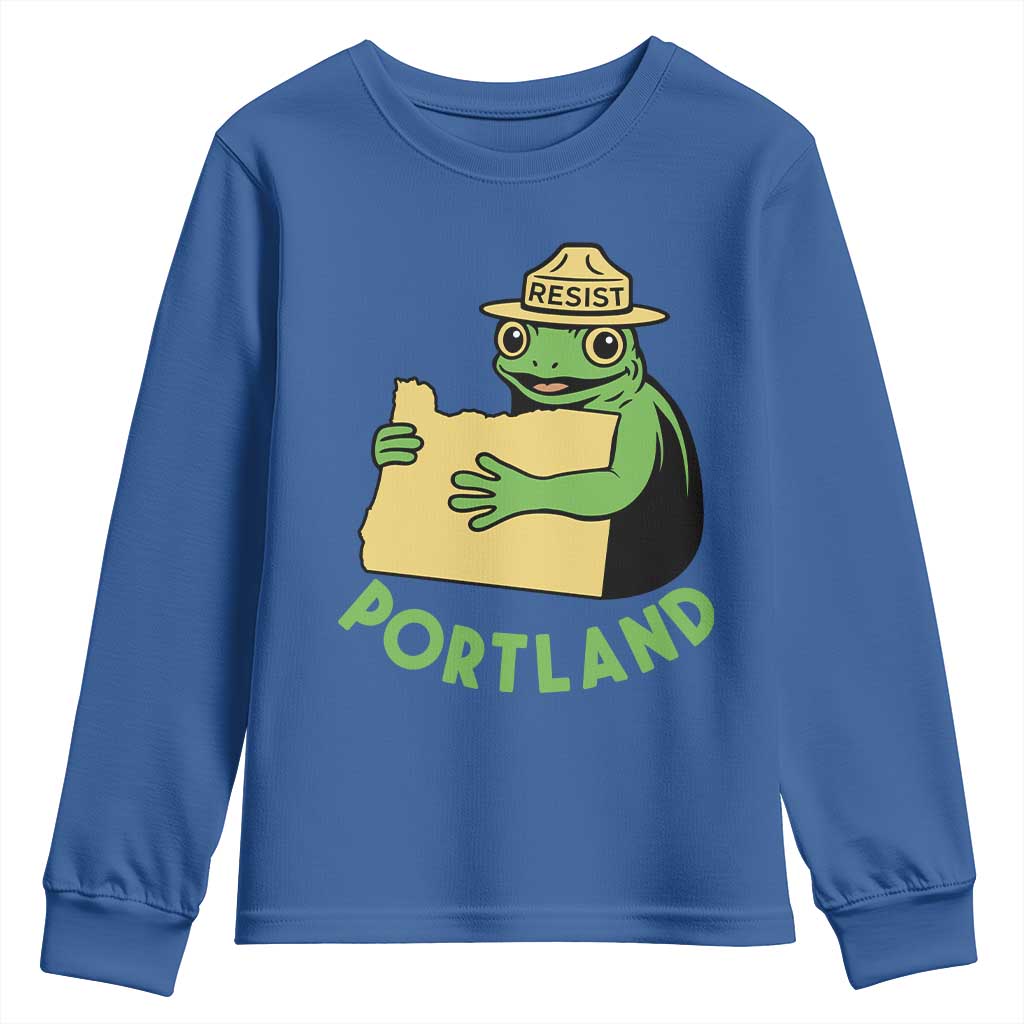 Portland Frog Resist Youth Sweatshirt Oregon Map Vintage Graphic - Wonder Print Shop