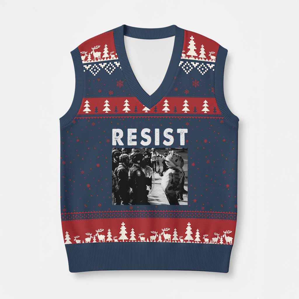 Portland Resist Frog V-Neck Knit Sweater Vest Oregon Iconic Frogs Photo Protest Moment - Wonder Print Shop
