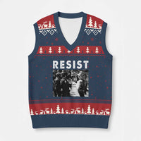 Portland Resist Frog V-Neck Knit Sweater Vest Oregon Iconic Frogs Photo Protest Moment - Wonder Print Shop