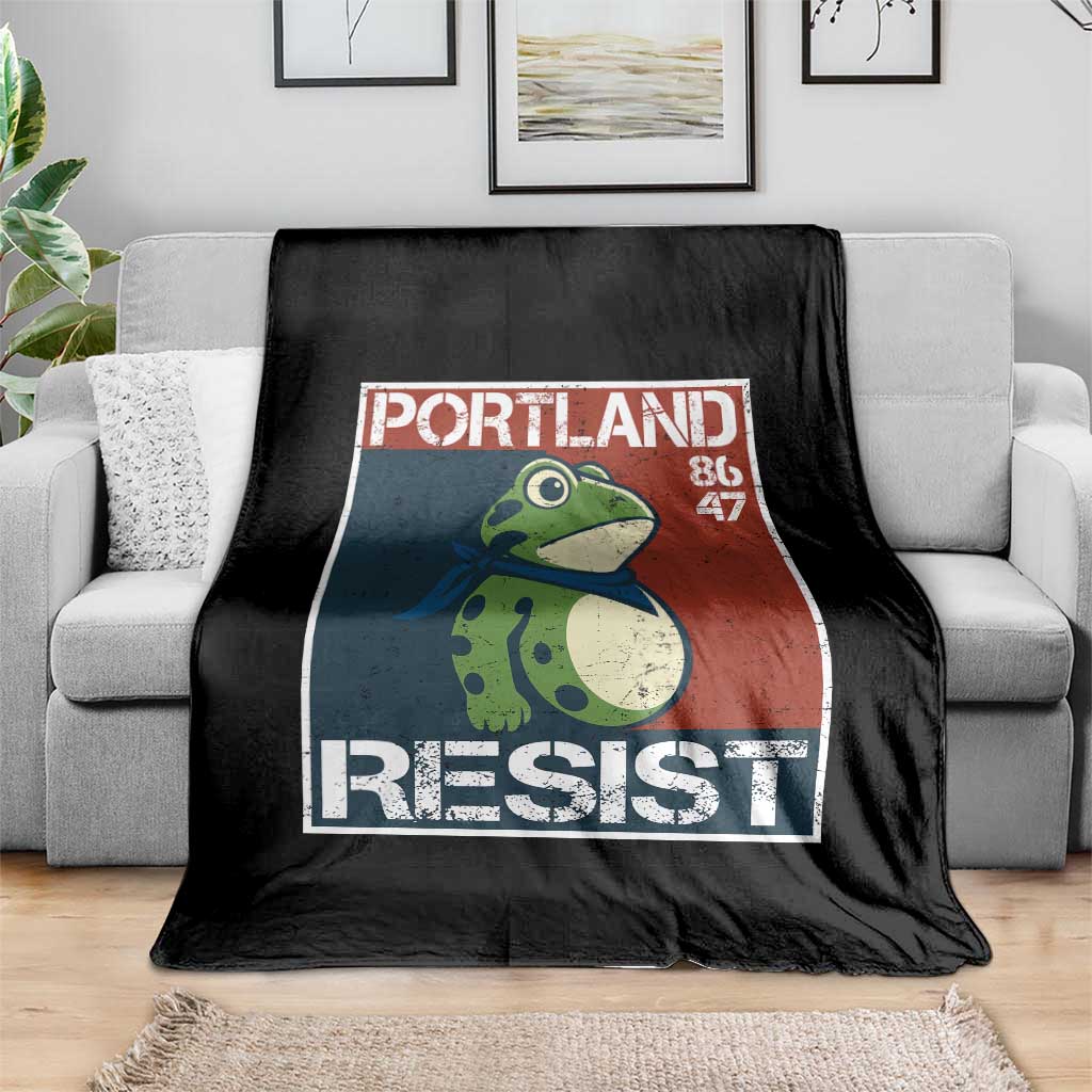 Portland Resist Retro Frog 8647 Throw Blanket Political Satire Protest Poster Graphic - Wonder Print Shop