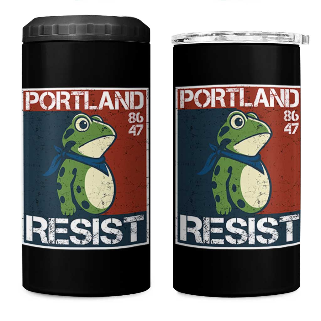 Portland Resist Retro Frog 8647 4 in 1 Can Cooler Tumbler Political Satire Protest Poster Graphic - Wonder Print Shop