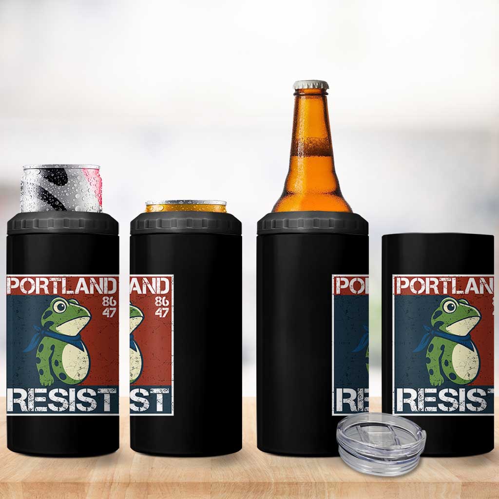 Portland Resist Retro Frog 8647 4 in 1 Can Cooler Tumbler Political Satire Protest Poster Graphic - Wonder Print Shop