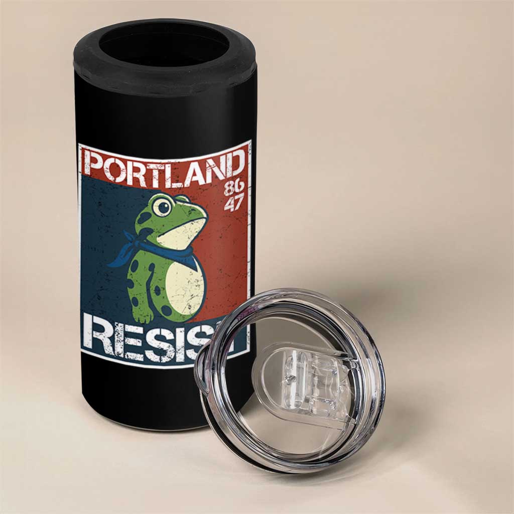 Portland Resist Retro Frog 8647 4 in 1 Can Cooler Tumbler Political Satire Protest Poster Graphic - Wonder Print Shop