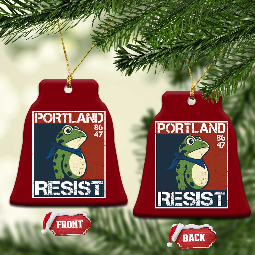 Portland Resist Retro Frog 8647 Ceramic Ornament Political Satire Protest Poster Graphic - Wonder Print Shop