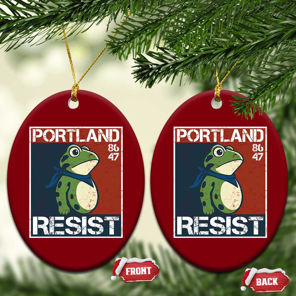 Portland Resist Retro Frog 8647 Ceramic Ornament Political Satire Protest Poster Graphic - Wonder Print Shop