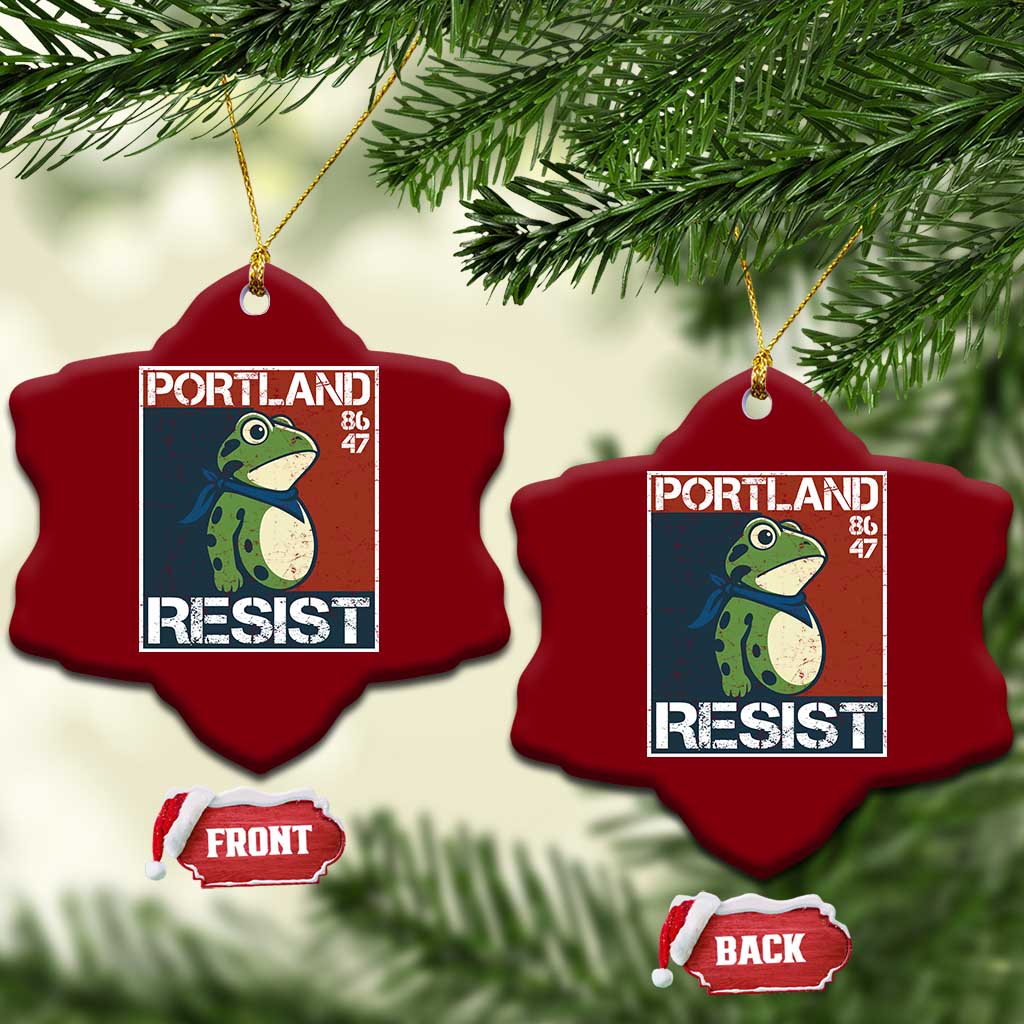 Portland Resist Retro Frog 8647 Ceramic Ornament Political Satire Protest Poster Graphic - Wonder Print Shop