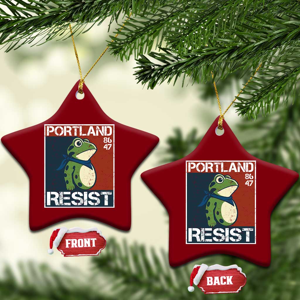 Portland Resist Retro Frog 8647 Ceramic Ornament Political Satire Protest Poster Graphic - Wonder Print Shop