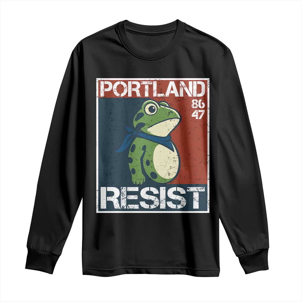 Portland Resist Retro Frog 8647 Long Sleeve Shirt Political Satire Protest Poster Graphic - Wonder Print Shop
