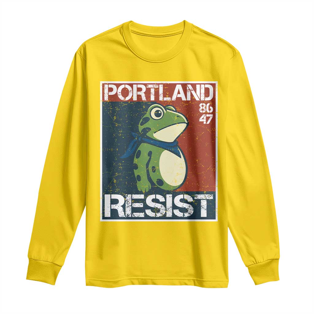 Portland Resist Retro Frog 8647 Long Sleeve Shirt Political Satire Protest Poster Graphic - Wonder Print Shop