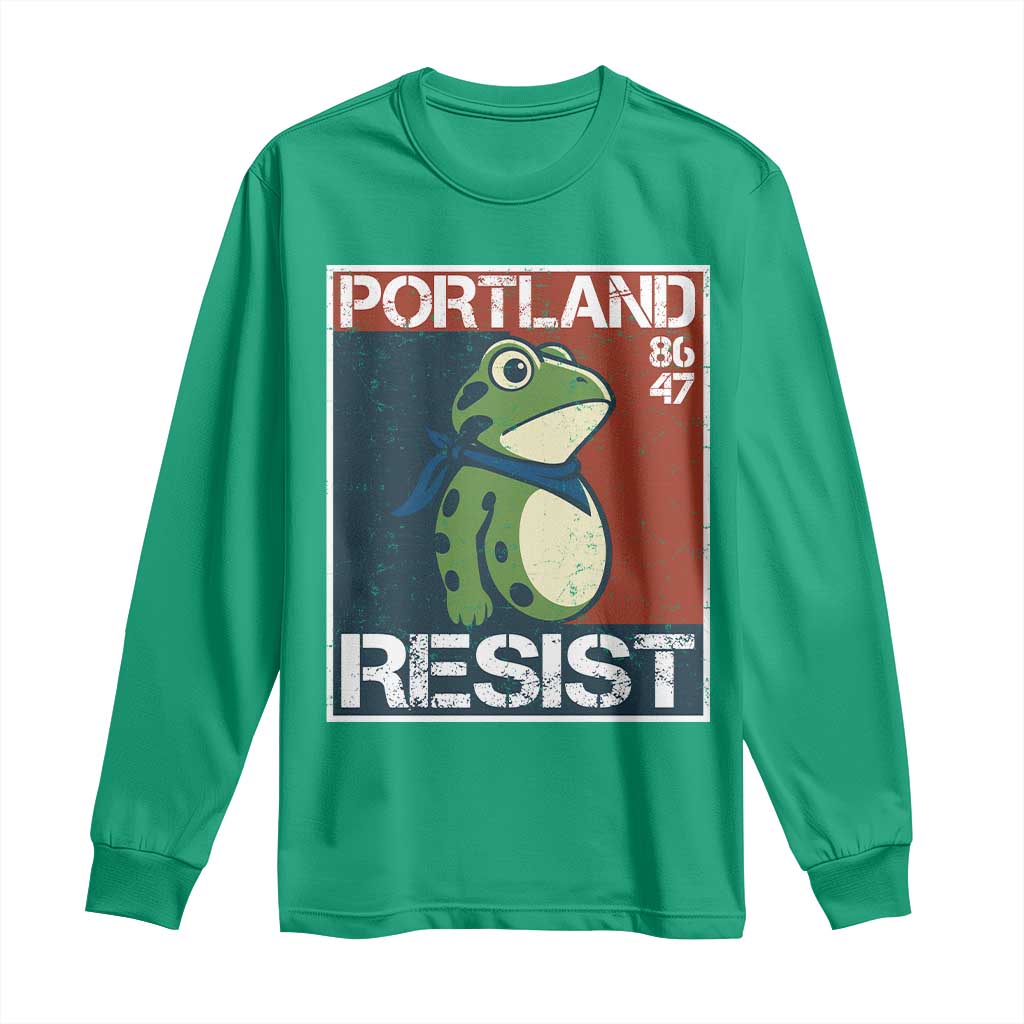 Portland Resist Retro Frog 8647 Long Sleeve Shirt Political Satire Protest Poster Graphic - Wonder Print Shop